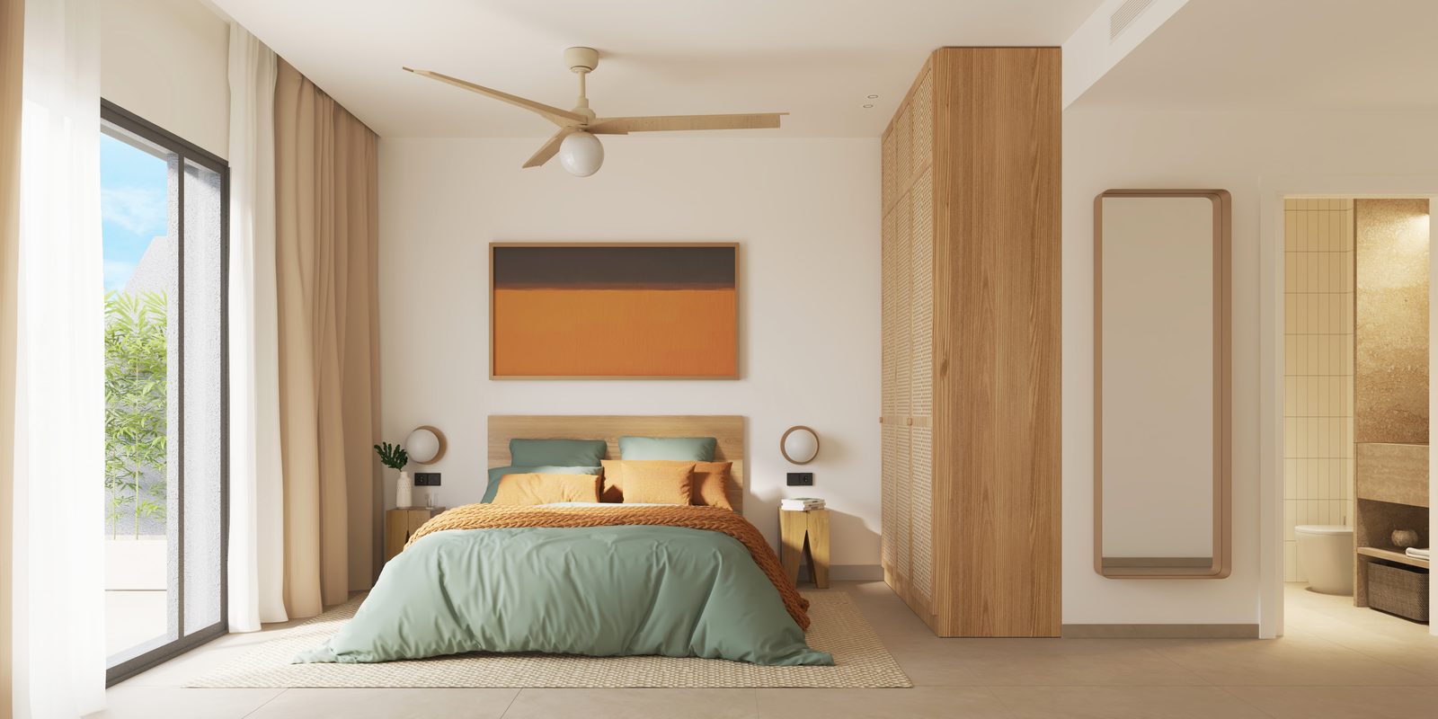 Modern furnished condo interior
